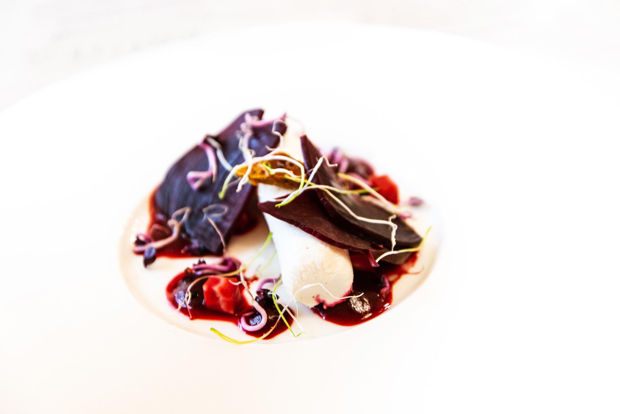 Close-up plated contemporary dish